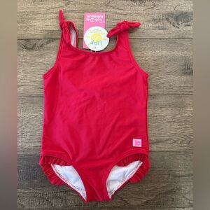 Ruffle Butts Red Kids Swim One Piece